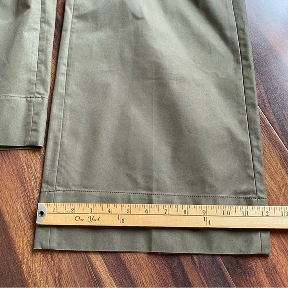 J. Crew Wide Leg Cotton Blend Dark Olive Green Trousers Size 6 - Picture 6 of 10